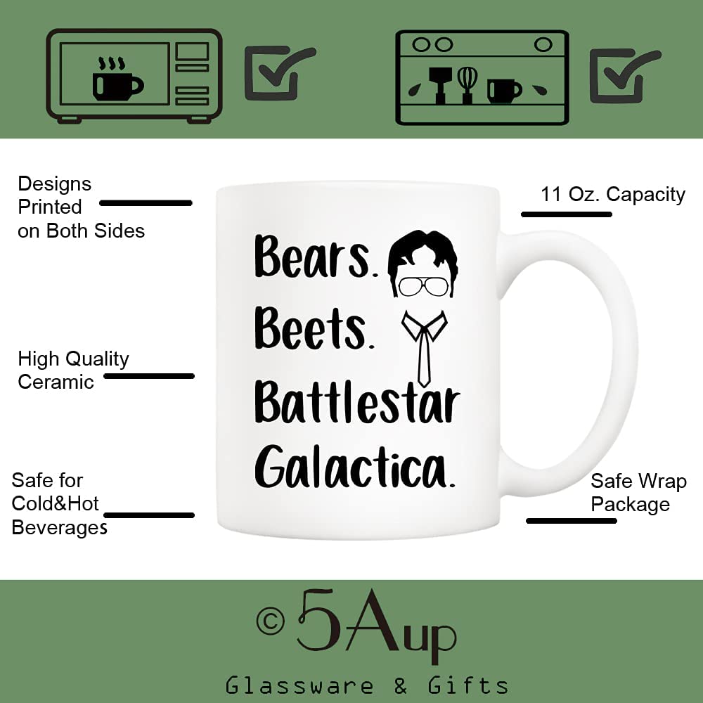 The Office Tv Show Funny Coffee Mug For Dwight Schrute Fans, Bears Beets Battlestar Galactica Office Cup, 11 Oz
