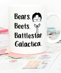 The Office Tv Show Funny Coffee Mug For Dwight Schrute Fans, Bears Beets Battlestar Galactica Office Cup, 11 Oz