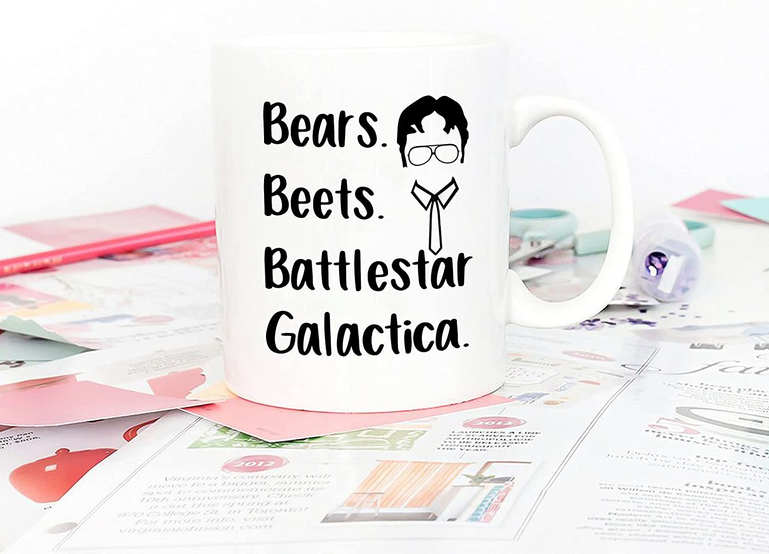 The Office Tv Show Funny Coffee Mug For Dwight Schrute Fans, Bears Beets Battlestar Galactica Office Cup, 11 Oz