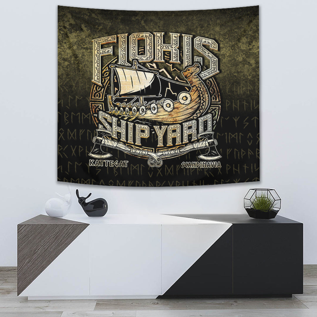 The Viking Flokis Ship Yard Tapestry for Wall Décor