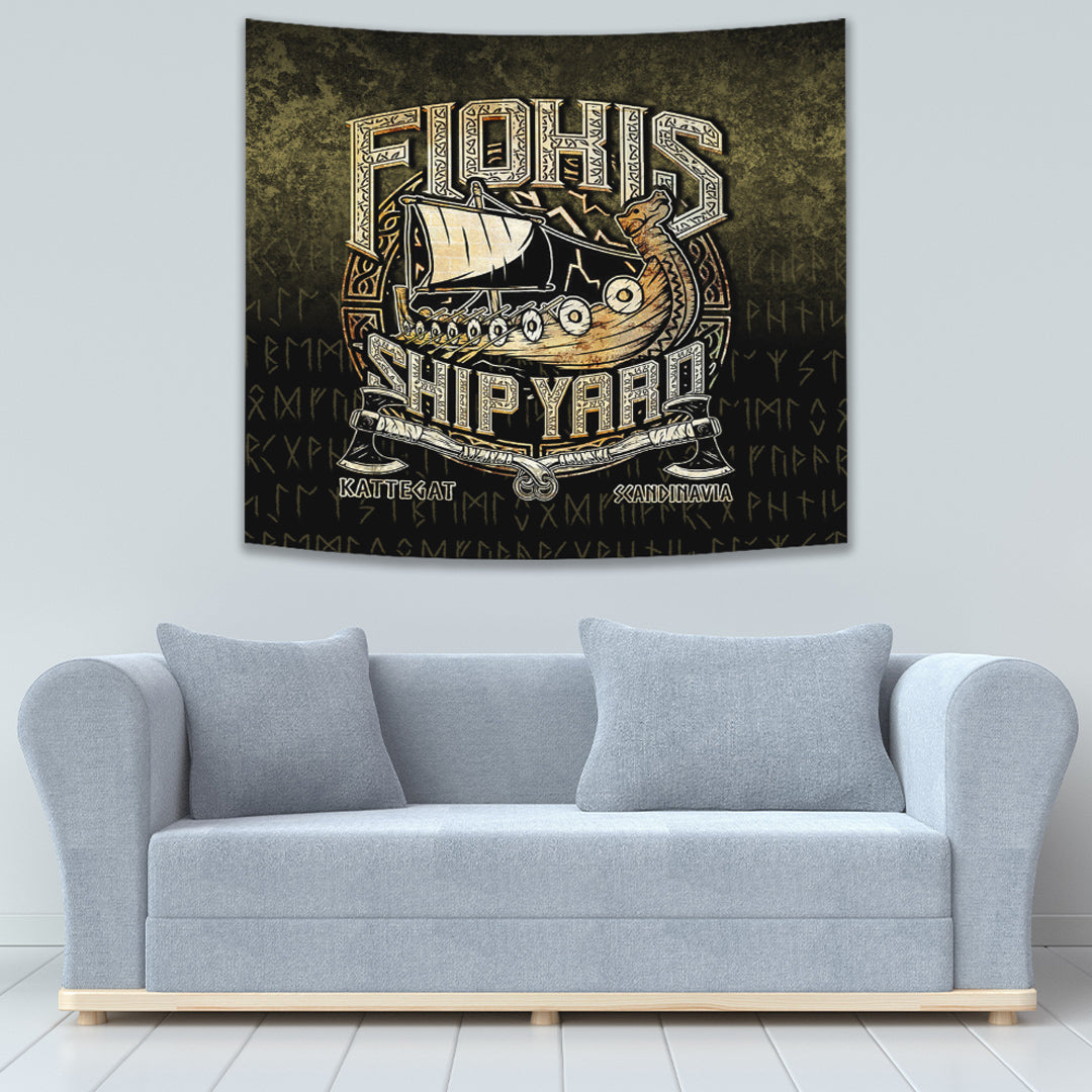 The Viking Flokis Ship Yard Tapestry for Wall Décor