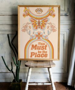 This Must Be The Place Motivational Quote Pyschedelic Vintage 70s Poster Wall Art Canvas Prints