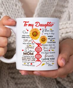 To My Daughter Sunflower I Love You Forever And Always 11Oz White Ceramic Coffee Tea Mug, Gifts For Women Girls Daughter From Mom Mother On Birthday Mother's Day Anniversary