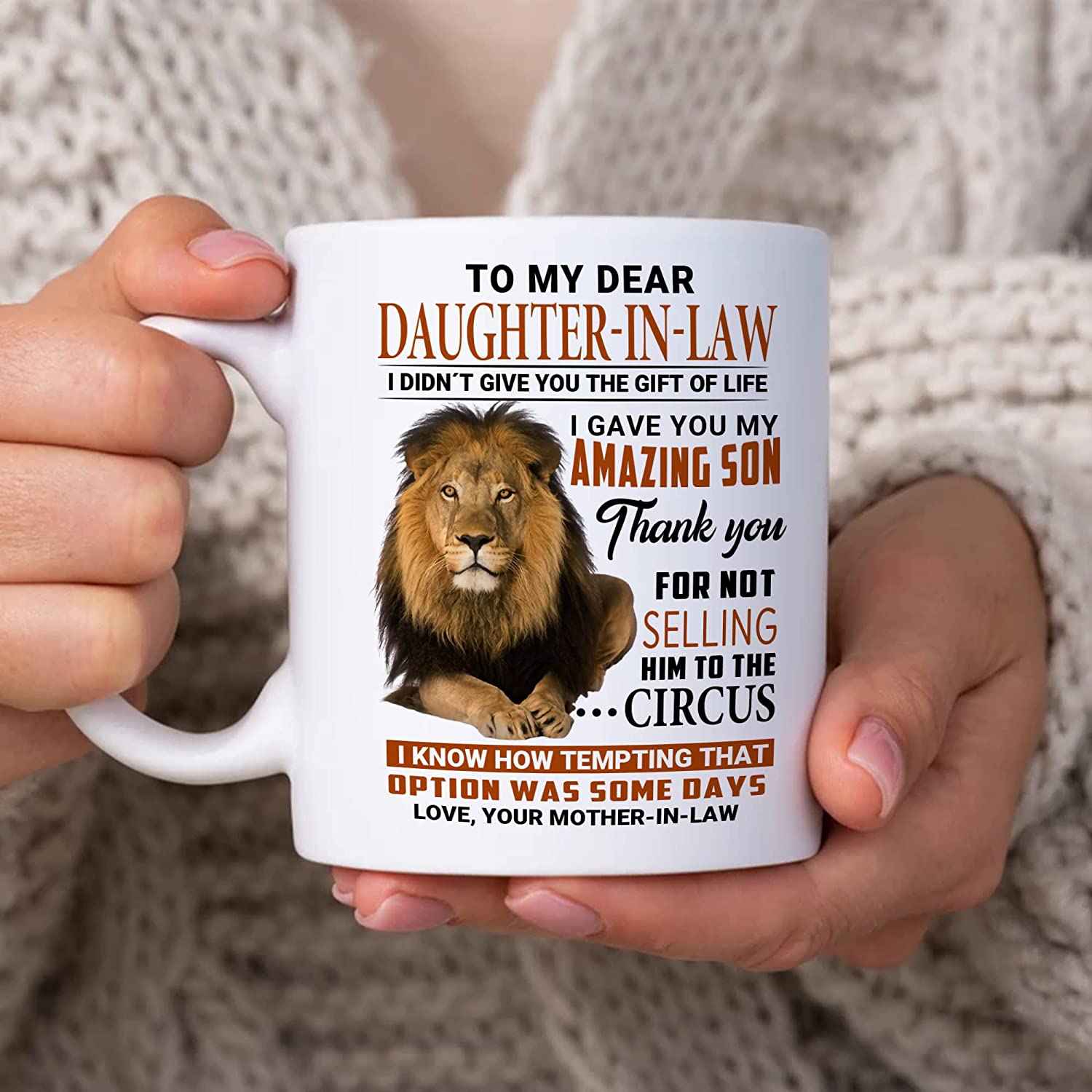 To My Dear Daughter-In-Law I Gave You My Amazing Son Lion 11Oz White Ceramic Coffee Tea Mug, Gifts For Girls Daughter-In-Law From Women Mom Mother-In-Law On Birthday Wedding Engagement