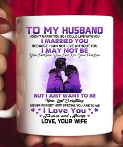 To My Husband Coffee Mug Gift, Valentines Day Funny Cup, Anniversary Idea Gifts For From Wife, Couple Romantic Saying Kissing Under The Moon Galaxy Sky 11 Oz Ceramic Mug