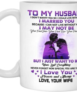 To My Husband Coffee Mug Gift, Valentines Day Funny Cup, Anniversary Idea Gifts For From Wife, Couple Romantic Saying Kissing Under The Moon Galaxy Sky 11 Oz Ceramic Mug