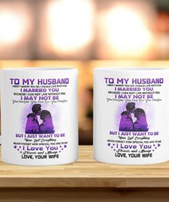 To My Husband Coffee Mug Gift, Valentines Day Funny Cup, Anniversary Idea Gifts For From Wife, Couple Romantic Saying Kissing Under The Moon Galaxy Sky 11 Oz Ceramic Mug