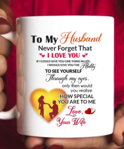 To My Husband Mug Gift From Wife, Never Forget That I Love You Husband Coffee Cup, Husband And Wife Coffee Mugs Set For Valentines Day, Birthday, Christmas, Anniversary, Father's Day
