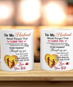 To My Husband Mug Gift From Wife, Never Forget That I Love You Husband Coffee Cup, Husband And Wife Coffee Mugs Set For Valentines Day, Birthday, Christmas, Anniversary, Father's Day