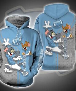 Tom And Jerry North Carolina Tar Heels Unisex 3D All Over Print Hoodie, Ncaa Zip Up Hoodie