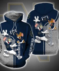 Tom And Jerry Notre Dame Fighting Irish Unisex 3D All Over Print Hoodie, Ncaa Zip Up Hoodie