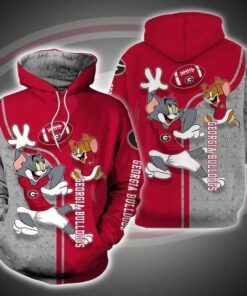 Tom And Jerry Wearing Clothes Georgia Bulldogs 3D All Over Print Zip Hoodie Gifts For Ncaa Fans