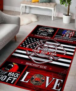 Tradition Dedication Sacrifice Lover Firefighter Rugs, Firefighter Area Rug, Fireman Carpet Gifts for Dad, Son, Fireman, Firefighter Lovers