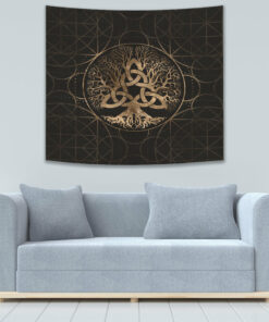Tree of Life Yggdrasil with Triquetra Tapestry for Wall Décor