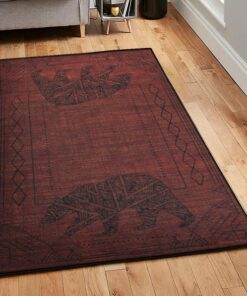 Tribal Bear Cool Rugs, Rustic Bear Rug, Rustic Rug, Rustic Lodge Area Rugs, Carpet for Living Room A34