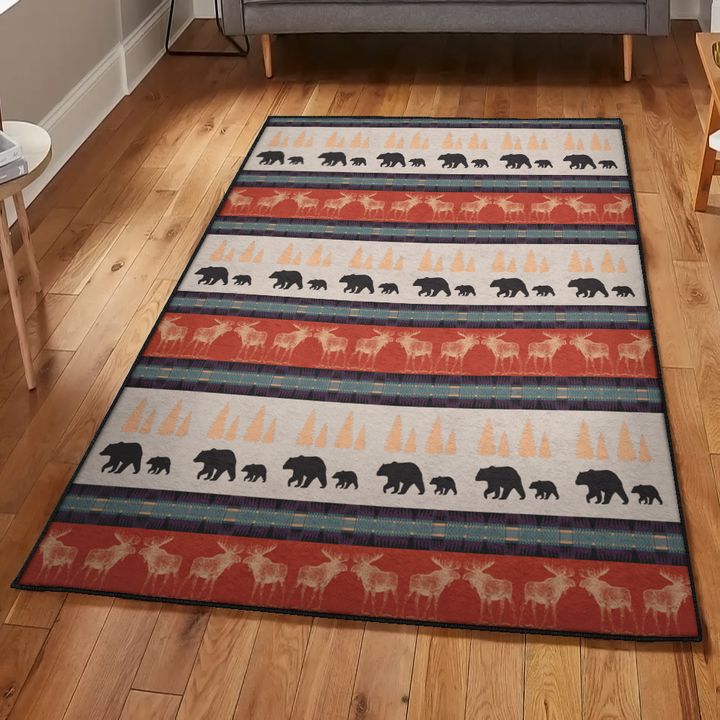 Tribal Bear Large Area Rugs, Rustic Bear Rug, Rustic Rug, Rustic Lodge Area Rugs, Carpet for Living Room A10