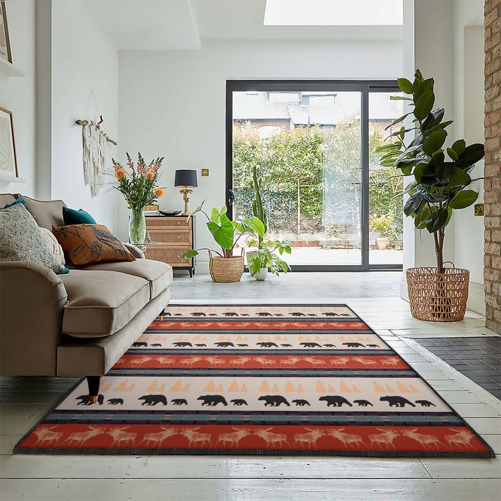 Tribal Bear Large Area Rugs, Rustic Bear Rug, Rustic Rug, Rustic Lodge Area Rugs, Carpet for Living Room A10