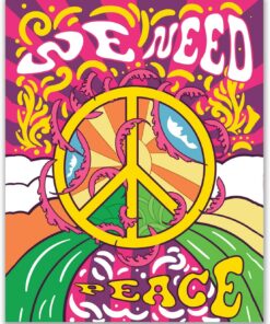 Trippy Psychedelic Hippie Wall Art Aesthetic Y2K Stoner Teen Poster Decor College University Dorm Room Pictures Kidcore Preppy Hipster Prints Cool Peace Love Poster
