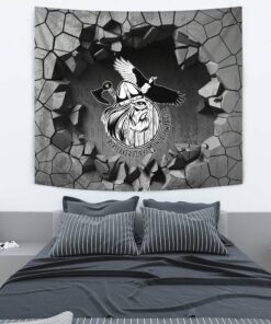 Triquetra and Runic Alphabet Wood and Gold Tapestry for Wall Décor