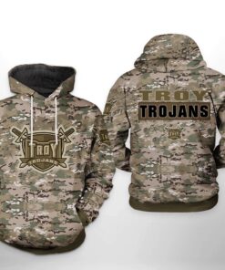 Troy Trojans Ncaa Camo Veteran 3D All Over Print Hoodie, Zip-Up Hoodie