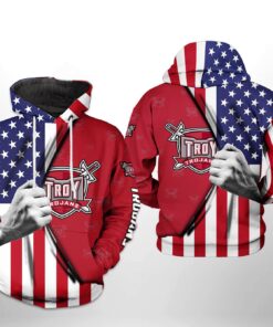 Troy Trojans Ncaa Us Flag 3D All Over Print Hoodie, Zip-Up Hoodie
