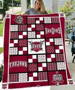 Troy Trojans Sherpa Fleece Blanket Gifts for NCAA Fans