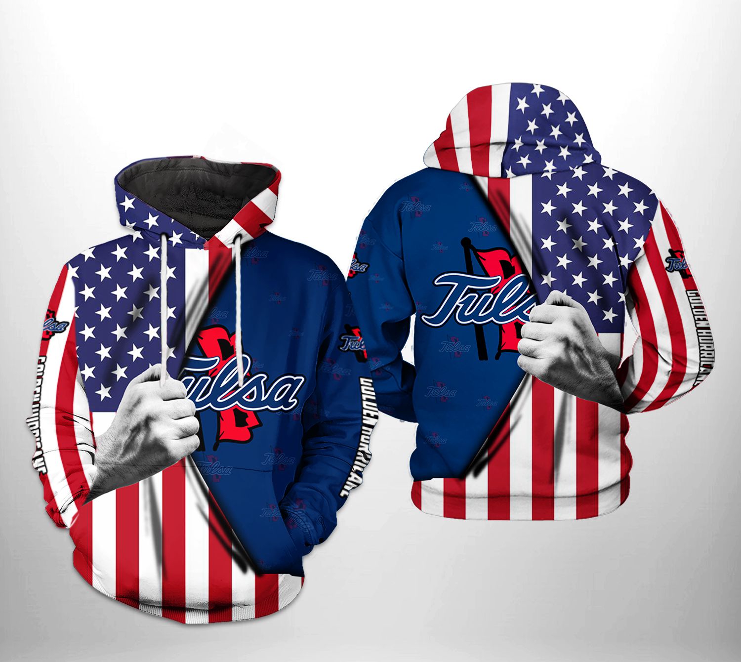 Tulsa Golden Hurricane Ncaa Us Flag 3D All Over Print Hoodie, Zip-Up Hoodie