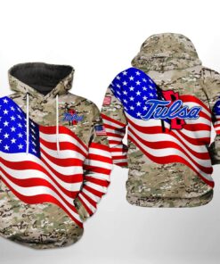 Tulsa Golden Hurricane Ncaa Us Flag Camo Veteran 3D All Over Print Hoodie, Zip-Up Hoodie