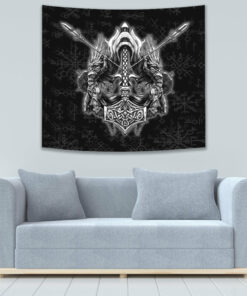 USA Flag Viking Cool American Norsemen Red Version Tapestry for Wall Décor