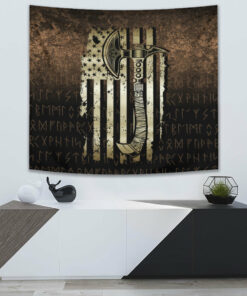 USA Flag Viking Cool American Norsemen Tapestry for Wall Décor
