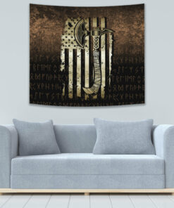 USA Flag Viking Cool American Norsemen Tapestry for Wall Décor