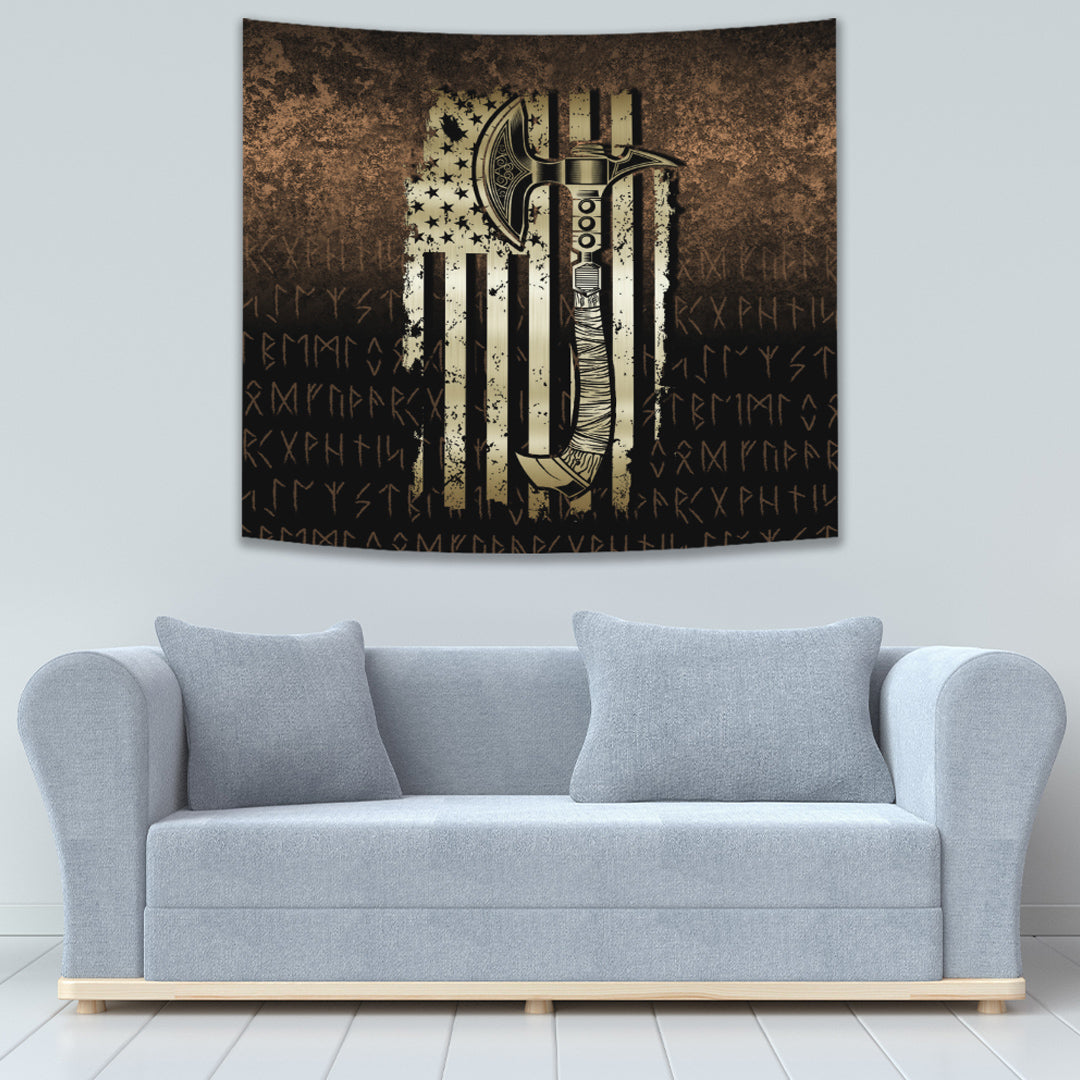 USA Flag Viking Cool American Norsemen Tapestry for Wall Décor