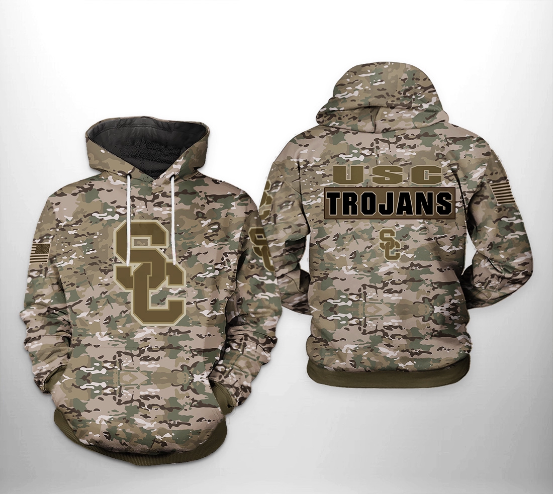 Usc Trojans Ncaa Camo Veteran 3D All Over Print Hoodie, Zip-Up Hoodie