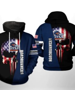 Utsa Roadrunners Ncaa Us Flag Skull 3D All Over Print Hoodie, Zip-Up Hoodie