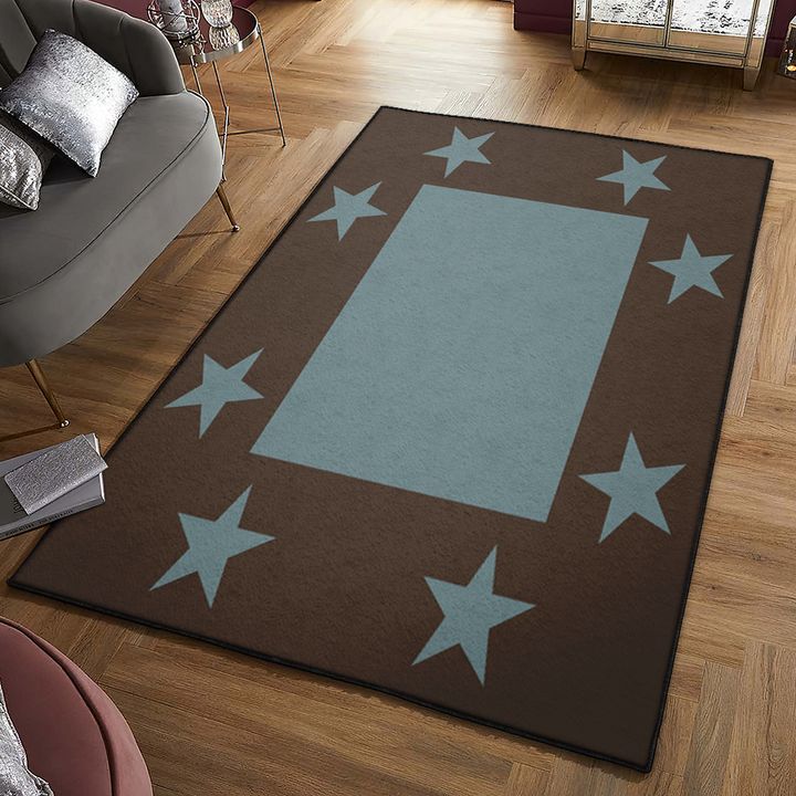 Universe Area Rugs For Living Room, Turquoise Texas Star Western Rustic Rug, Rustic Lodge Area Rugs