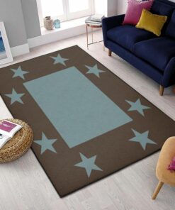 Universe Area Rugs For Living Room, Turquoise Texas Star Western Rustic Rug, Rustic Lodge Area Rugs