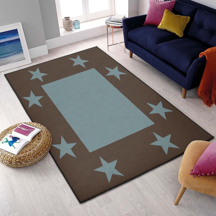 Universe Area Rugs For Living Room, Turquoise Texas Star Western Rustic Rug, Rustic Lodge Area Rugs