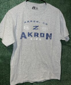 University Of Akron Zips Russell Athletic Gray Shirt College NCAA Ohio Oh