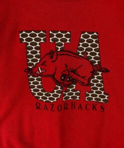 University of Arkansas Sweatshirt Big Logo Printed Ua Arkansas Razorbacks Crewneck Streetwear Sweater Pullover Jumper, Hoodie, Shirt Full Size