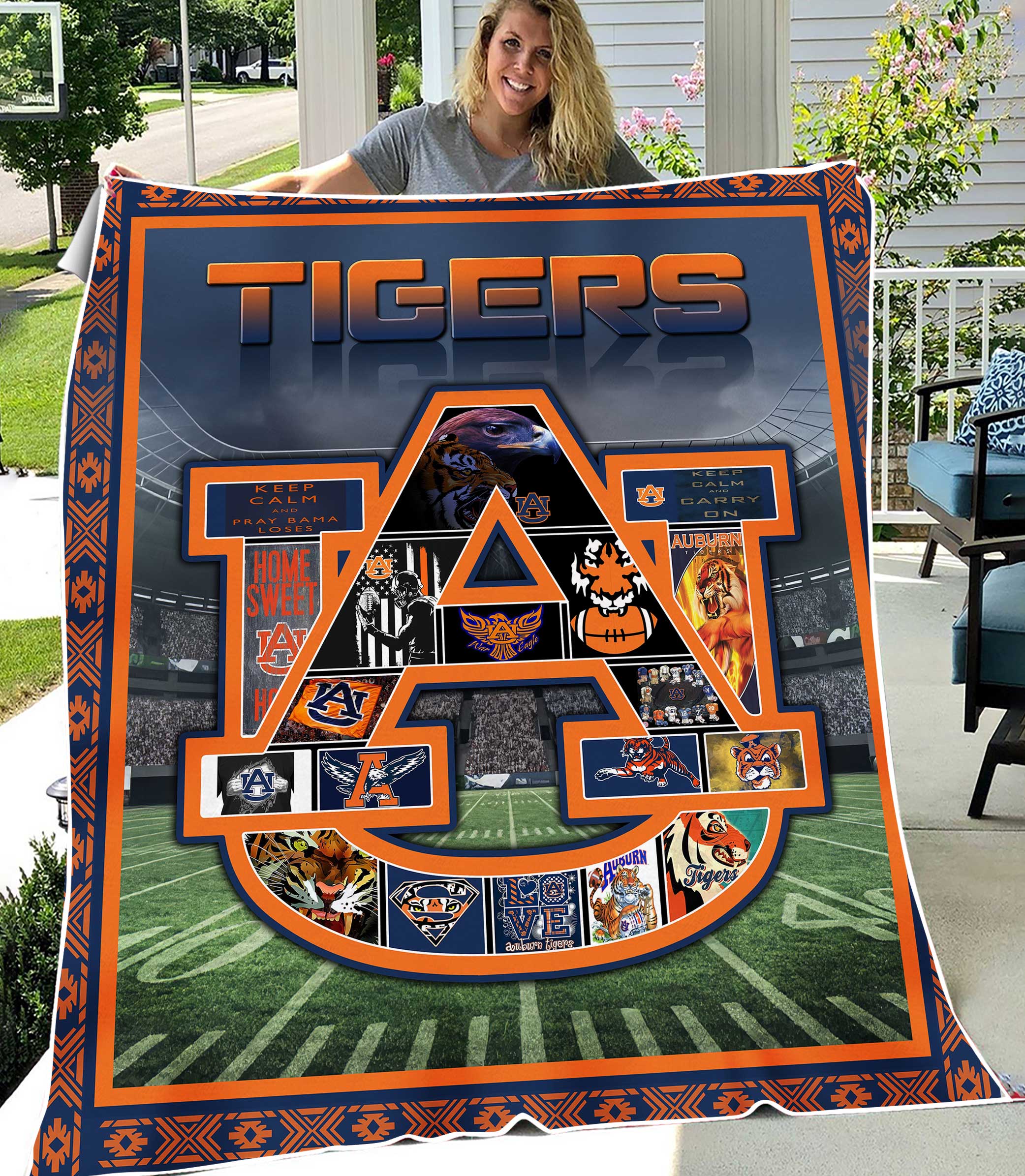 University of Auburn Tigers Sherpa Fleece Blanket Gifts for Fans