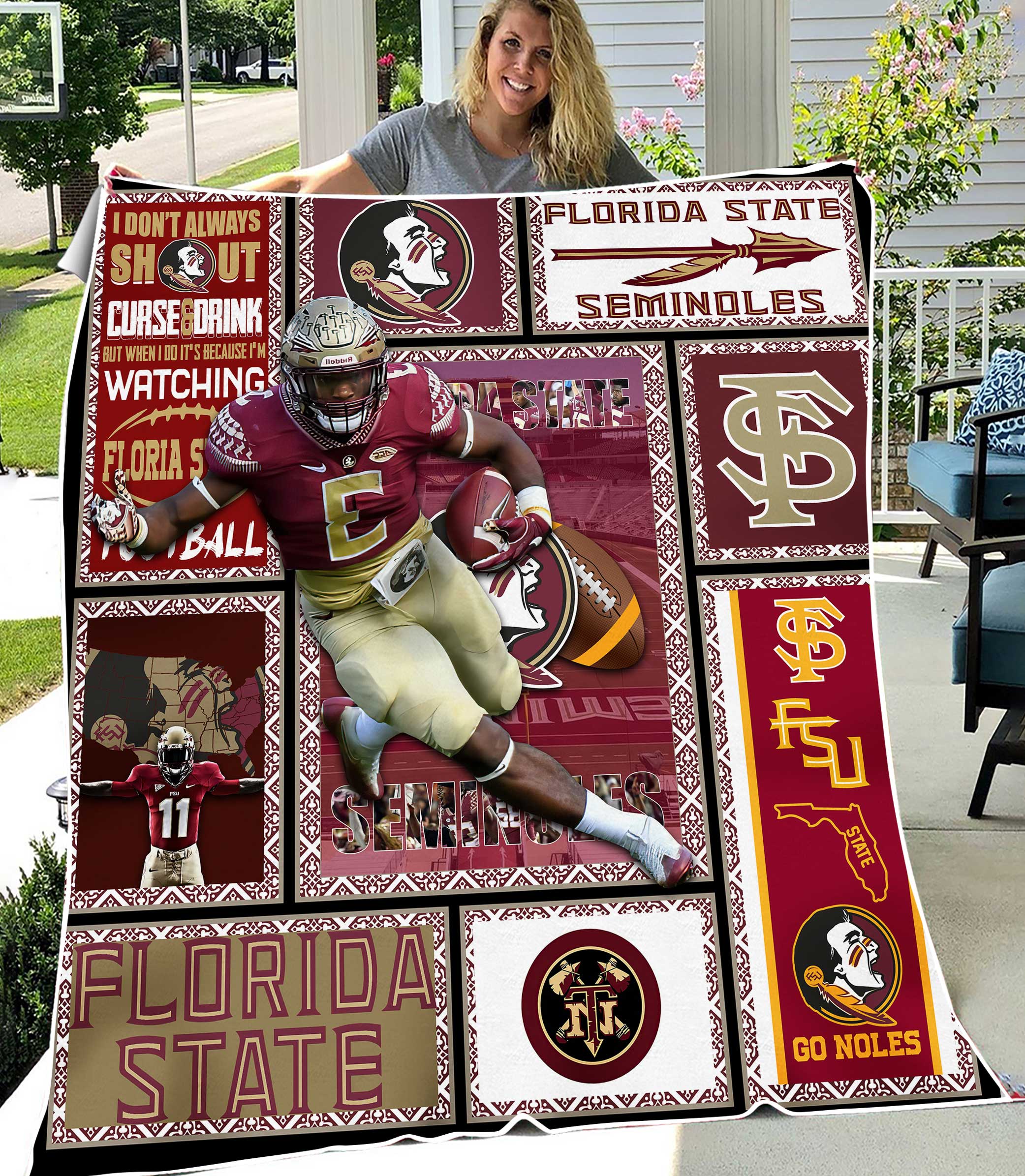 University of Florida State Seminoles Sherpa Fleece Blanket Gifts for NCAA Fans