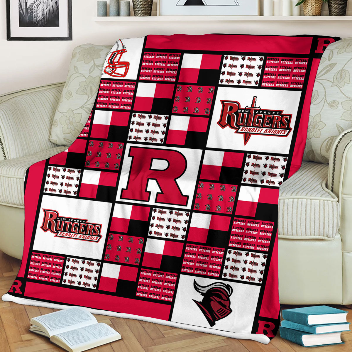 University of Rutgers Scarlet Knights Sherpa Fleece Blanket Gifts for NCAA Fans
