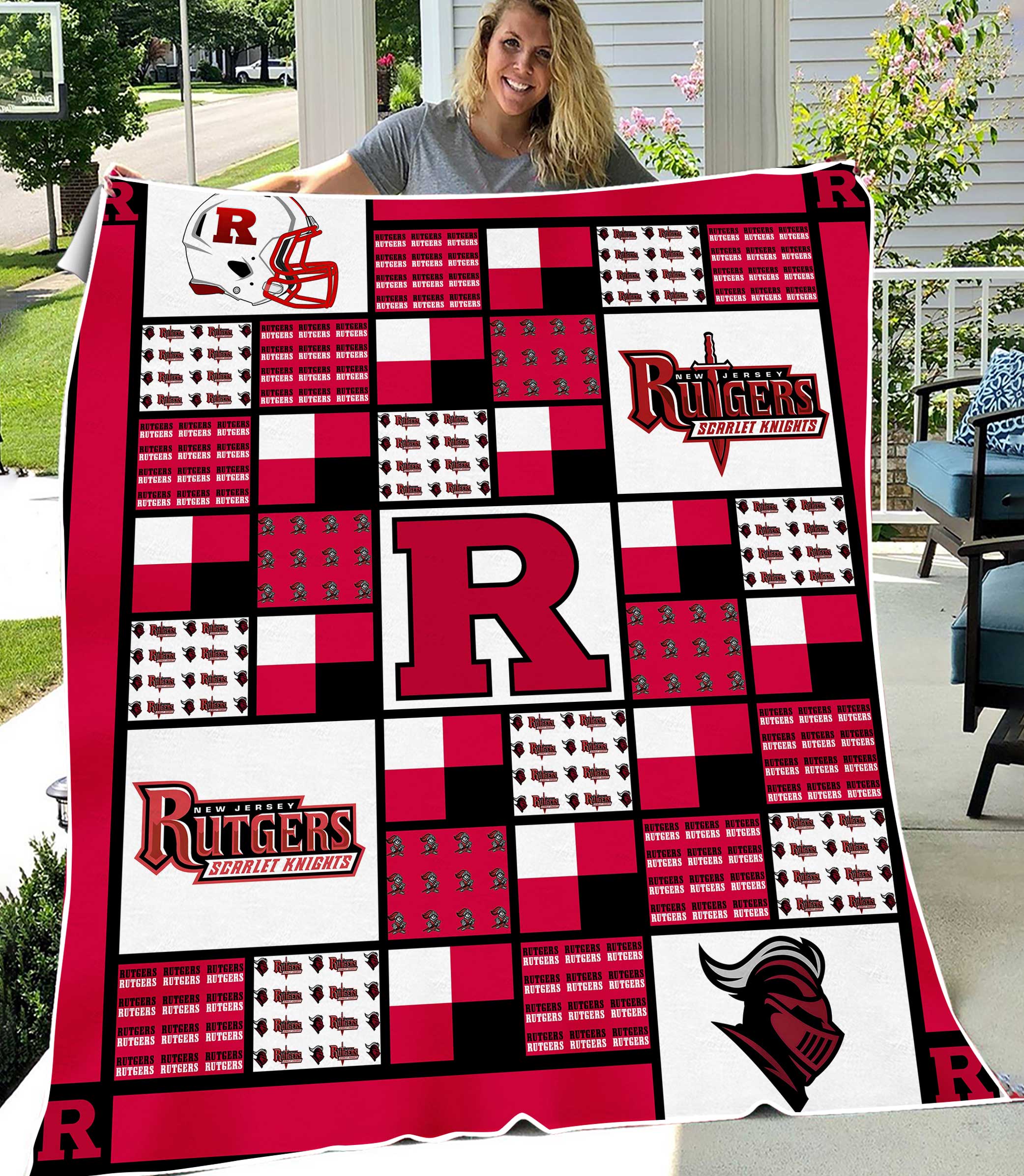 University of Rutgers Scarlet Knights Sherpa Fleece Blanket Gifts for NCAA Fans