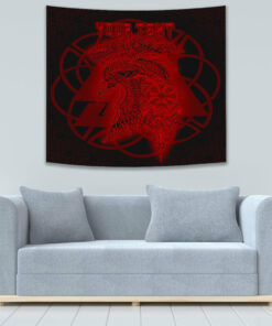 Valknut Raven Red Viking Homeset Tapestry for Wall Décor