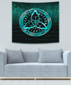 Vegvisir Nordic Viking Rune Cyan Version Tapestry for Wall Décor