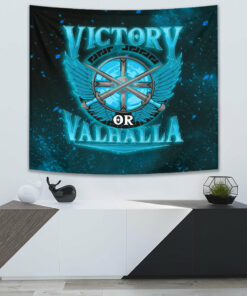 Victory Or Valhalla Cyan Style Tapestry for Wall Décor