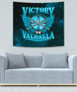 Victory Or Valhalla Cyan Style Tapestry for Wall Décor