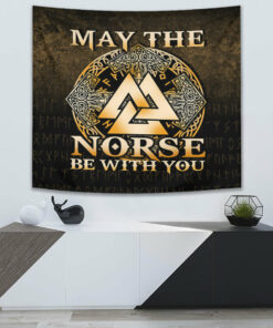 Victory or Valhalla Red Version Tapestry for Wall Décor