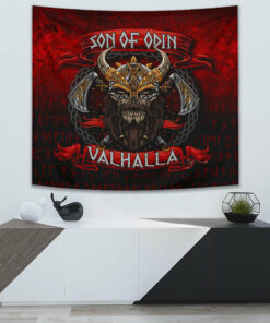 Victory or Valhalla Shield Maiden Viking Tapestry for Wall Décor