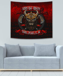 Victory or Valhalla Shield Maiden Viking Tapestry for Wall Décor